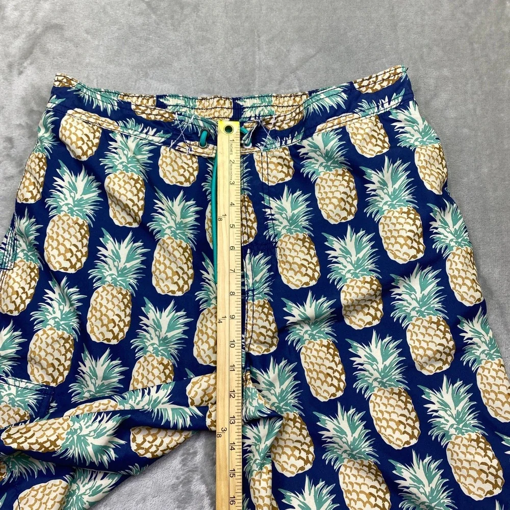 Tommy Bahama Swim Trunks L Pineapple Print Blue Green Drawstring‎ Casual Surf
